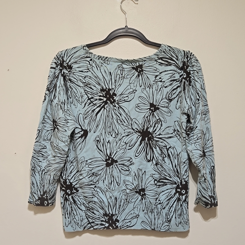 APT 9 Women's  Blue Floral Cardigan - Picture 3 of 4